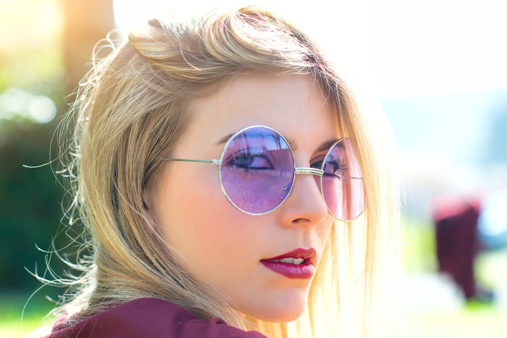 Woman Wearing Round Sunglasses